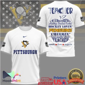 Pittsburgh Penguins Hockey Loving Teacher Teach Love Inspire Fan T Shirt