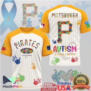 Pittsburgh Pirates Autism Awareness Colorful Handprint Baseball T Shirt