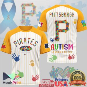 Pittsburgh Pirates Autism Awareness Puzzle Pattern Colorful Handprints Pinstripe Baseball Fans Men Women T Shirt Pittsburgh Pirates Autism Awareness Puzzle Pattern Colorful Handprints Pinstripe Baseball Fans Men Women T Shirt