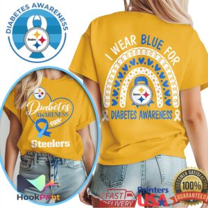 Pittsburgh Steelers Diabetes Awareness Blue Ribbon Rainbow Support T Shirt Pittsburgh Steelers Diabetes Awareness Blue Ribbon Rainbow Support T Shirt