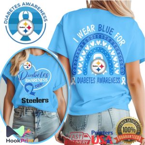 Pittsburgh Steelers Diabetes Awareness Blue Ribbon Rainbow Support T Shirt