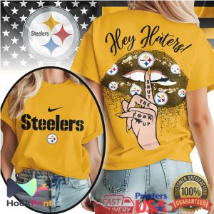 Pittsburgh Steelers Hey Haters Shut Up Glitter Lips Nike Logo T Shirt