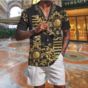 Pittsburgh Steelers NFL Gold Baroque Luxury Pattern T Shirt