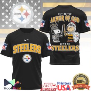 Pittsburgh Steelers Put On The Armor Of God Snoopy Charlie Brown 2026 Fans T Shirt