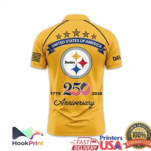 Pittsburgh Steelers USA 250th Anniversary 1776 2026 Commemorative Gold Polo Shirt