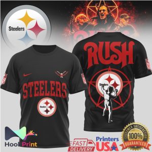 Pittsburgh Steelers x Rush Band 2112 Starman Black 3D T Shirt