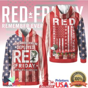 RED Friday Remember Everyone Deployed Snoopy US Flag Patriotic Military Support Men Women T Shirt