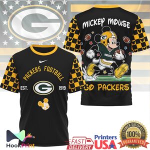 Retro Mickey Mouse Green Bay Packers Football EST 1919 NFL Design T Shirt Retro Mickey Mouse Green Bay Packers Football EST 1919 NFL Design T Shirt