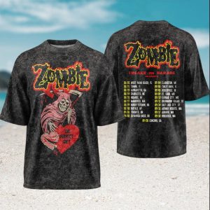 Rob Zombie Freaks on Parade 2024 Tour Skeleton Heart Graphic T Shirt Rob Zombie Freaks on Parade 2024 Tour Skeleton Heart Graphic T Shirt