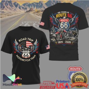 Route 66 100 Years Anniversary 1926 2026 Road Trip Motorcycle Team Vintage Biker Fans T Shirt Route 66 100 Years Anniversary 1926 2026 Road Trip Motorcycle Team Vintage Biker Fans T Shirt