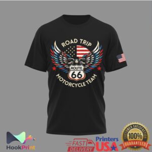 Route 66 100 Years Anniversary 1926 2026 Road Trip Motorcycle Team Vintage Biker Fans T Shirt