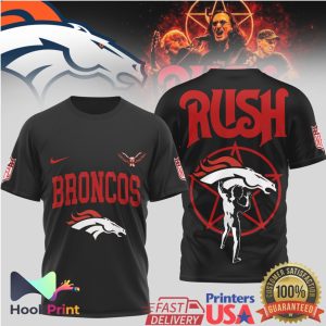 Rush Band x Denver Broncos Starman Mashup Black T Shirt