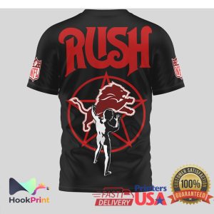 Rush Band x Detroit Lions Starman Mashup Black T Shirt Rush Band x Detroit Lions Starman Mashup Black T Shirt