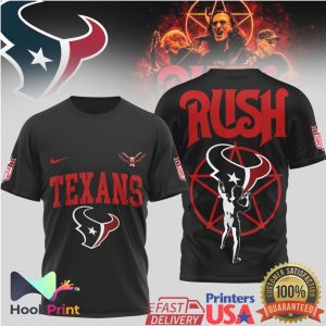 Rush Band x Houston Texans Starman Mashup Black T Shirt