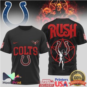 Rush Band x Indianapolis Colts Starman Mashup Black T Shirt