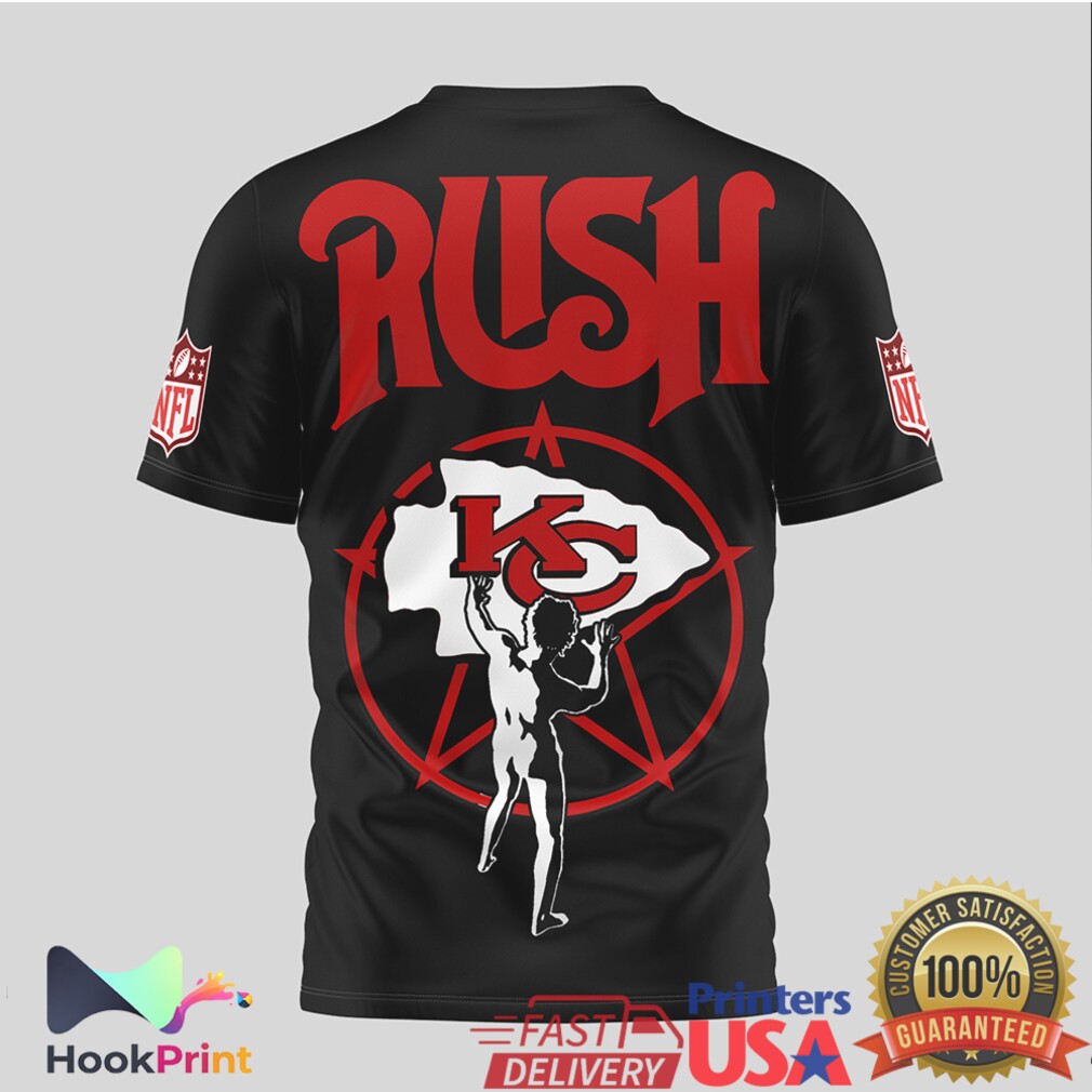 Rush Band x Kansas City Chiefs Starman Mashup Black T Shirt Rush Band x Kansas City Chiefs Starman Mashup Black T Shirt