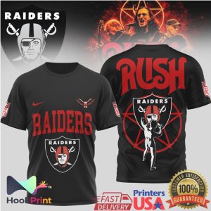 Rush Band x Las Vegas Raiders Starman Mashup Black T Shirt