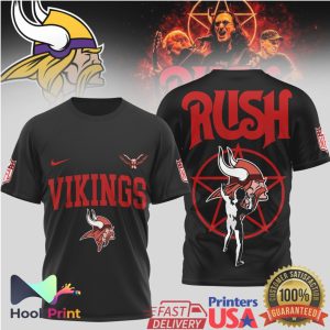 Rush Band x Minnesota Vikings Starman Mashup Black T Shirt