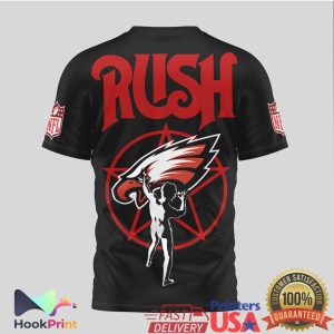Rush Band x Philadelphia Eagles Starman Mashup Black T Shirt Rush Band x Philadelphia Eagles Starman Mashup Black T Shirt