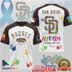 San Diego Padres Autism Awareness Pinstripe Baseball T Shirt