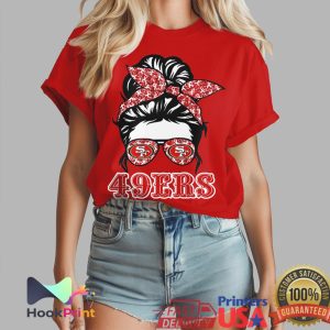 San Francisco 49ers Heart Disease Awareness Messy Bun 49ers Women’s T Shirt San Francisco 49ers Heart Disease Awareness Messy Bun 49ers Women’s T Shirt