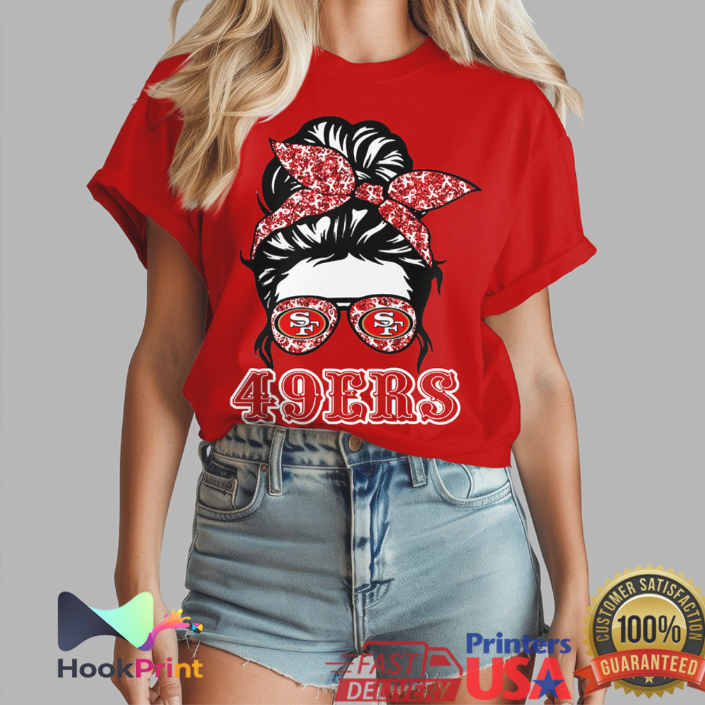 San Francisco 49ers Heart Disease Awareness Messy Bun 49ers Women's T Shirt San Francisco 49ers Heart Disease Awareness Messy Bun 49ers Women's T Shirt