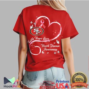 San Francisco 49ers Heart Disease Awareness Messy Bun 49ers Women's T Shirt