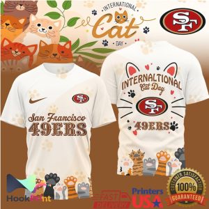 San Francisco 49ers International Cat Day Paw Print Graphic T Shirt