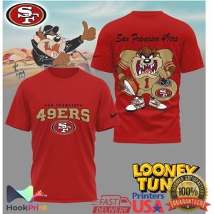 San Francisco 49ers Looney Tunes Taz Tasmanian Devil Red White T Shirt San Francisco 49ers Looney Tunes Taz Tasmanian Devil Red White T Shirt