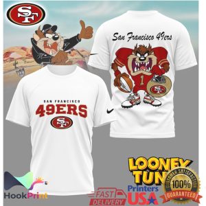 San Francisco 49ers Looney Tunes Taz Tasmanian Devil Red White T Shirt