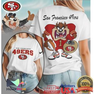 San Francisco 49ers Looney Tunes Taz Tasmanian Devil Red White T Shirt