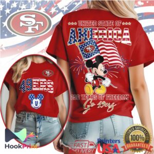 San Francisco 49ers Mickey Mouse 250 Years of Freedom USA T Shirt
