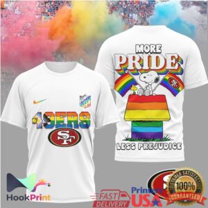 San Francisco 49ers More Pride Less Prejudice Snoopy Rainbow 2026 T Shirt San Francisco 49ers More Pride Less Prejudice Snoopy Rainbow 2026 T Shirt