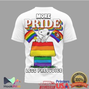 San Francisco 49ers More Pride Less Prejudice Snoopy Rainbow 2026 T Shirt