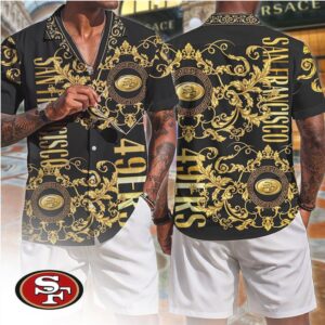 San Francisco 49ers NFL Gold Baroque Luxury Pattern T Shirt San Francisco 49ers NFL Gold Baroque Luxury Pattern T Shirt