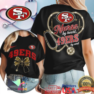 San Francisco 49ers Nurse By Heart Soul Medical Women T Shirt San Francisco 49ers Nurse By Heart Soul Medical Women T Shirt