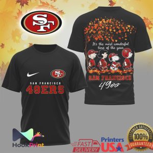 San Francisco 49ers Peanuts Autumn Snoopy Charlie Brown Fall T Shirt