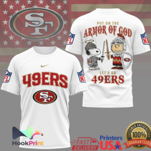 San Francisco 49ers Put On The Armor Of God Snoopy Charlie Brown 2026 T Shirt San Francisco 49ers Put On The Armor Of God Snoopy Charlie Brown 2026 T Shirt