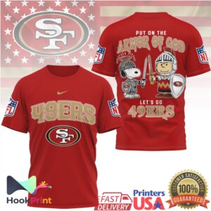 San Francisco 49ers Put On The Armor Of God Snoopy Charlie Brown 2026 T Shirt