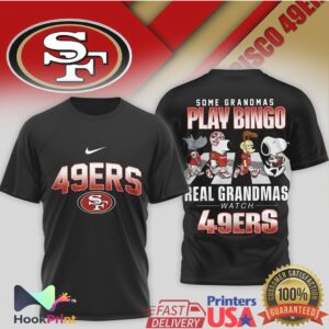 San Francisco 49ers Real Grandmas Watch 49ers Peanuts Characters Snoopy WoT Shirt
