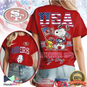 San Francisco 49ers Snoopy America 250 Years USA Pride T Shirt San Francisco 49ers Snoopy America 250 Years USA Pride T Shirt
