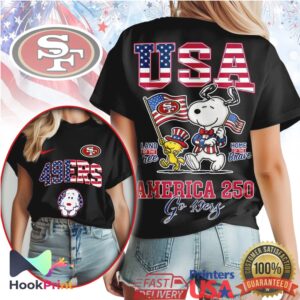 San Francisco 49ers Snoopy America 250 Years USA Pride T Shirt