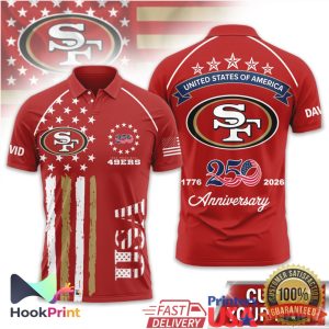 San Francisco 49ers USA 250th Anniversary 1776 2026 Patriotic Polo Shirt