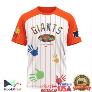 San Francisco Giants Autism Awareness Pinstripe Baseball T Shirt San Francisco Giants Autism Awareness Pinstripe Baseball T Shirt