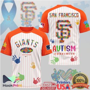 San Francisco Giants Autism Awareness Pinstripe Baseball T Shirt