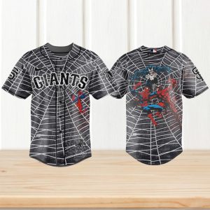 San Francisco Giants Spider Man vs Venom Symbiote Black Baseball Jersey