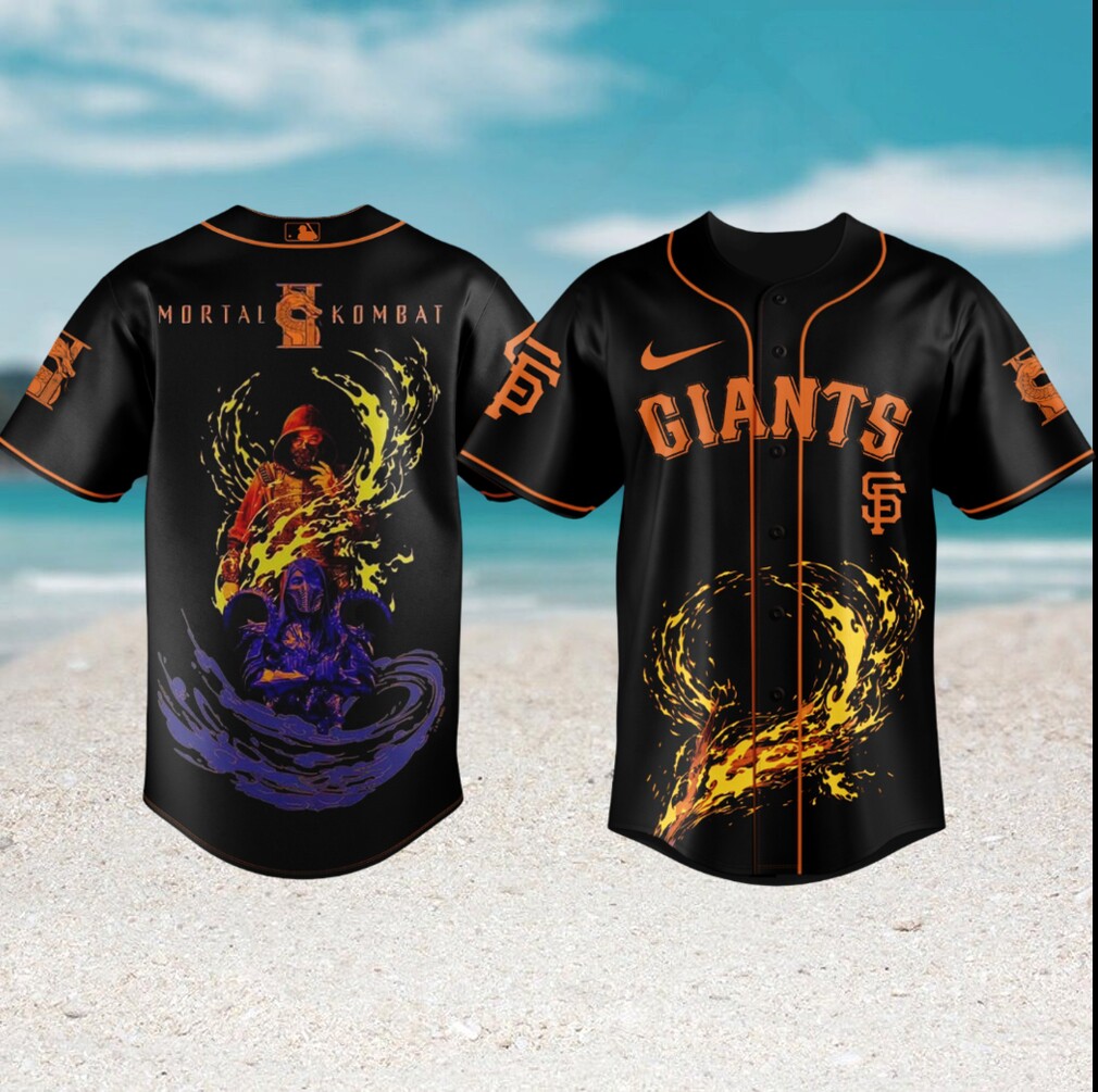 San Francisco Giants x Mortal Kombat Scorpion & Sub Zero Black & Orange Baseball Jersey San Francisco Giants x Mortal Kombat Scorpion & Sub Zero Black & Orange Baseball Jersey