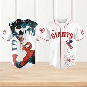 San Francisco Giants x Spider Man vs Venom White Baseball Jersey