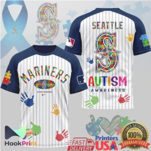 Seattle Mariners MLB Autism Awareness 2026 Retro Pinstripe Puzzle Fans Men Women T Shirt Seattle Mariners MLB Autism Awareness 2026 Retro Pinstripe Puzzle Fans Men Women T Shirt