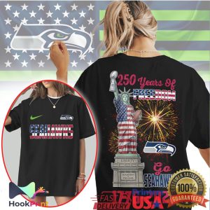 Seattle Seahawks 250 Years Of Freedom Statue Of Liberty Independence Day NFL T Shirt